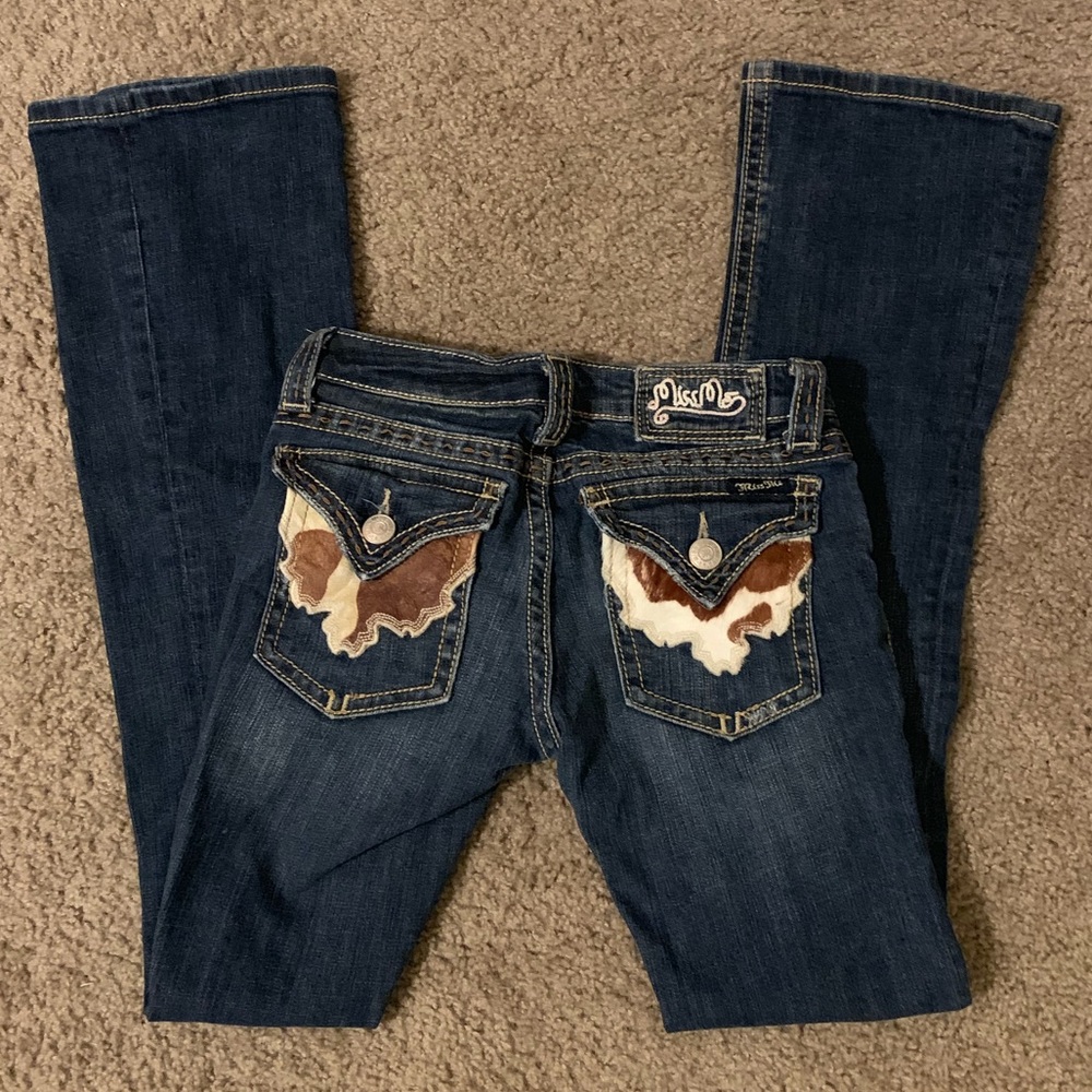 Miss Me Boot Cut - Cowhide Pockets - Sz 26